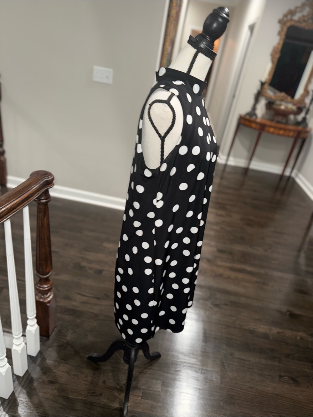 White House Black Market Black & White Polka Dot Mini Dress - Picture 4 of 8